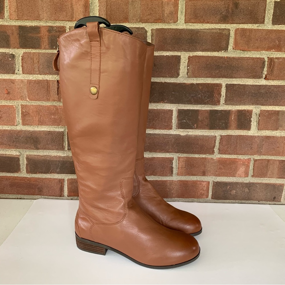 Women’s Brown Genuine Leather Block Heel Knee High Boots Size US 9 W wide width